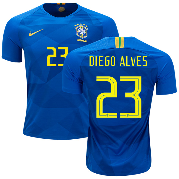 Brazil #23 Diego Alves Away Soccer Country Jersey - Click Image to Close